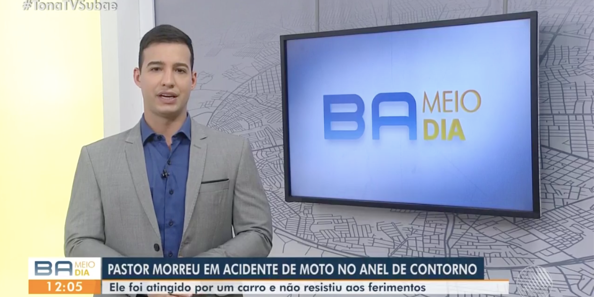 Reportagem sobre a morte do pastor (Reprodução/TV Subaé)