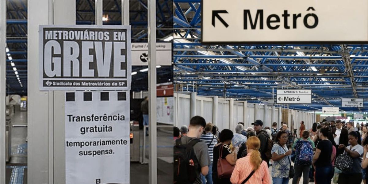 Anúncio de greve e Metrô (Foto: Reprodução / Internet)