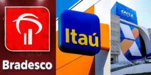 Bancos Bradesco, Itáu e Caixa (Foto: Reprodução, Montagem, TV Foco)