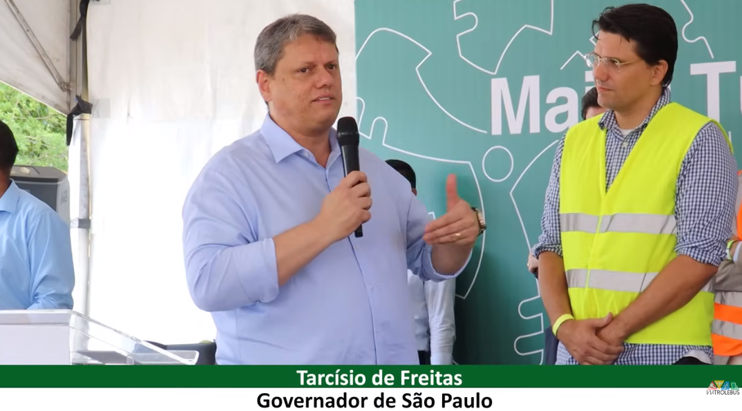 Governador de São Paulo, Tarcício Freitas, na cerimônia de batismo do tatuzão que ligará Penha a Vila Prudente, na cidade de São Paulo (Foto Reprodução/Internet)