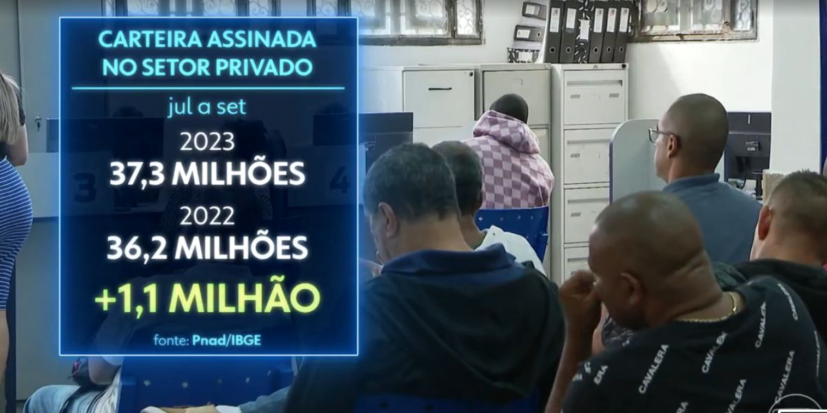 Carteira assinada no setor privado (Foto: Reprodução / Jornal Nacional da Globo)