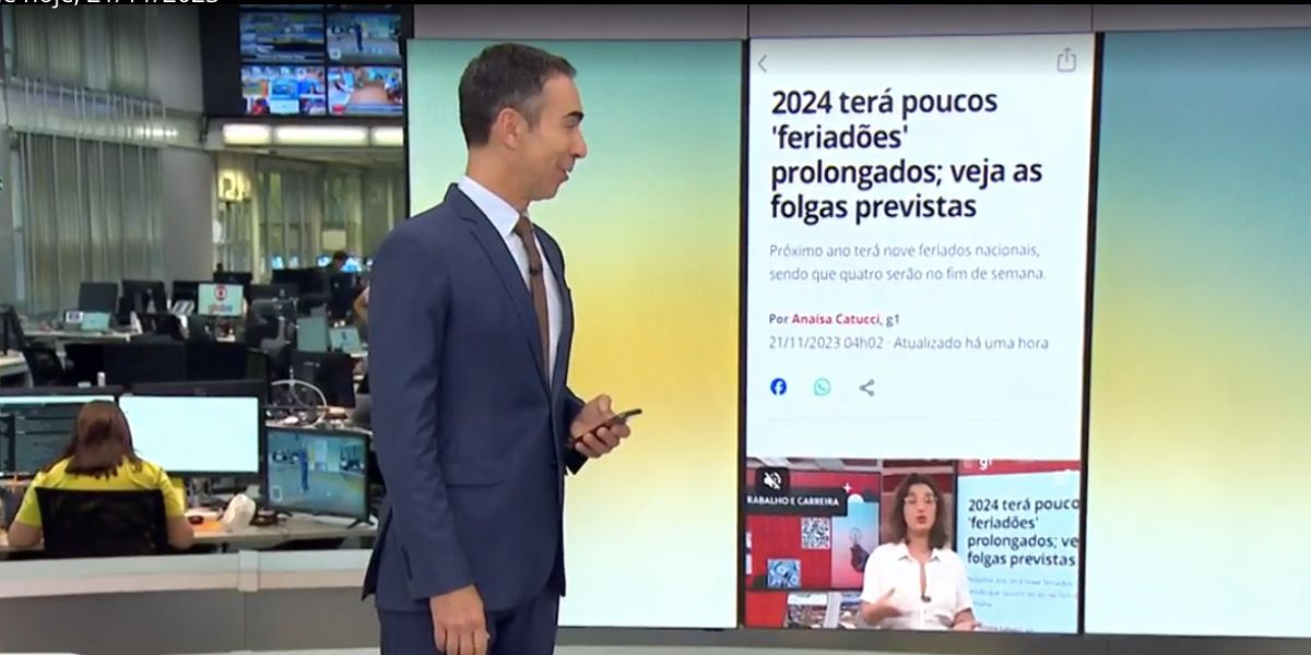 César Tralli no Jornal Hoje (Foto: Reprodução / Globo)