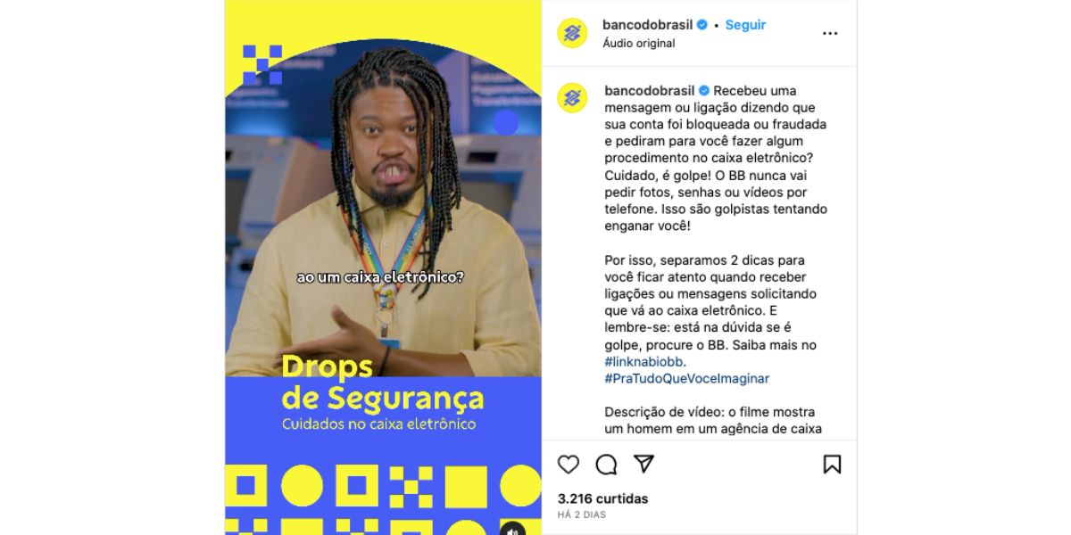 Comunicado do Banco do Brasil (Foto: Reprodução / Instagram)