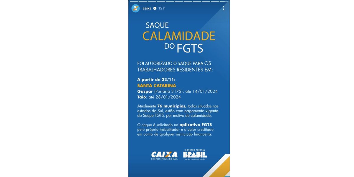 Comunicado da Caixa (Foto: Reprodução / Instagram)