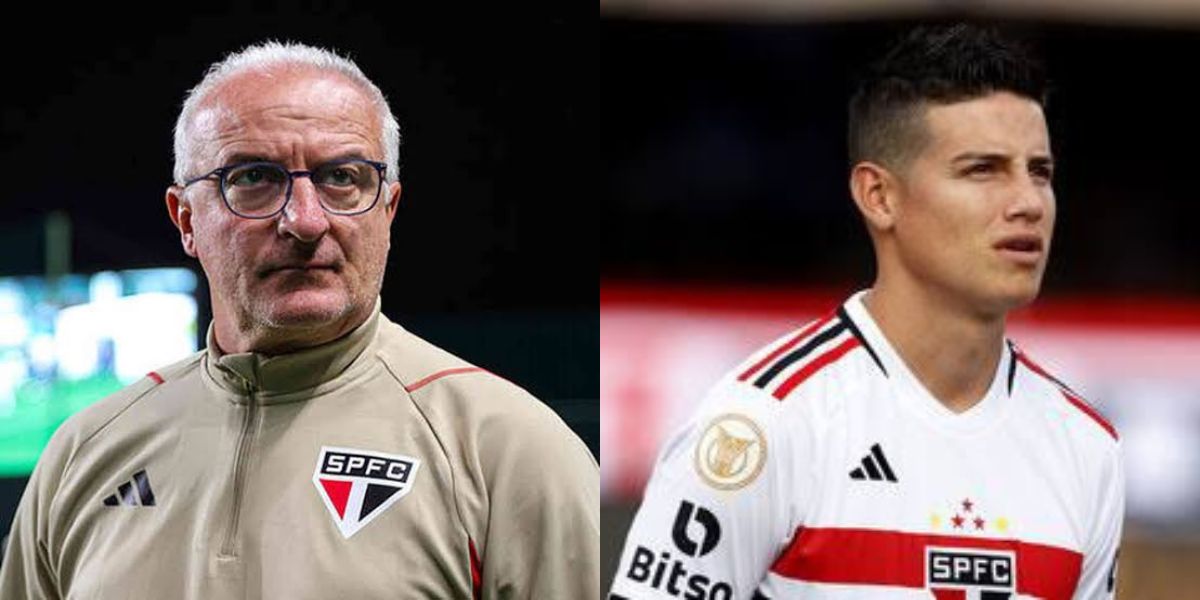 Dorival e James Rodríguez do São Paulo (Foto - Montagem TV Foco)