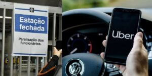 Estação fechada e motorista da Uber (Fotos: Reproduções / Edi Sousa / Lutsenko_ Oleksandr / Shutterstock)