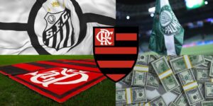 Bandeiras do Flamengo e do Santos  - (Montagem Tv Foco)