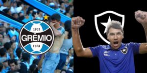 Grêmio desesperado e Lucio Flavio Botafogo feliz - (Reprodução Internet)