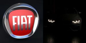 Logo da Fiat e carro com farol ligado - Foto Reprodução Internet