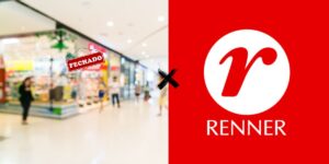 Logo da Renner e loja de shopping fechada - Foto Reprodução Canva