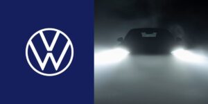 Logo da Volkswagen e carro com faróis ligados - Foto Reprodução Internet