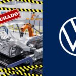 Logo da Volkswagen e fábrica de carros fechada - Foto Reprodução Internet