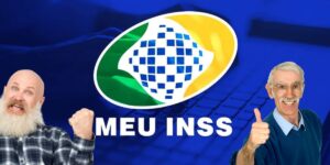 Logo do INSS e idosos felizes - Foto Reprodução Internet