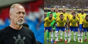 Mano Menezes e jogadores da seleção brasileira (Foto - Montagem TV Foco)