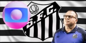 Marcelo Fernandes, logo da Globo e bandeira do Santos - Foto Reprodução Internet