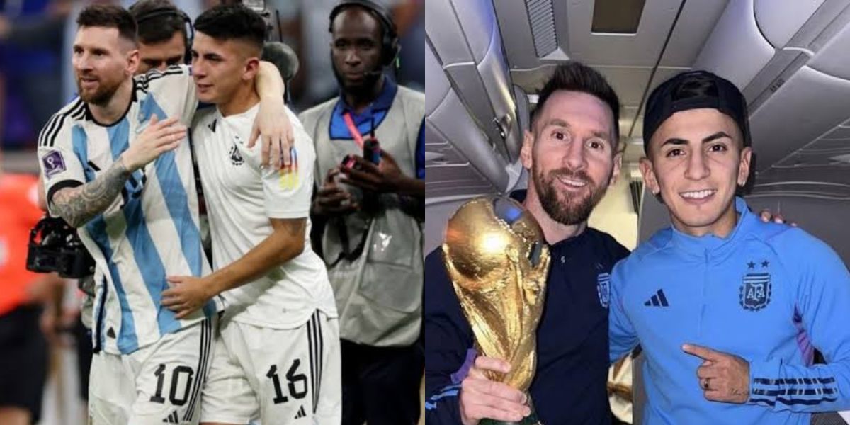 Messi e Thiago Almada, campeões da Copa do Mundo de 2022 (Foto - Montagem TV Foco)