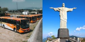 Ônibus em Itaboraí e Cristo Redentor (Reprodução - Internet)