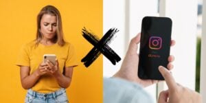 Pessoa sem aplicativo no celular e outra usando o Instagram - Foto Reprodução Internet