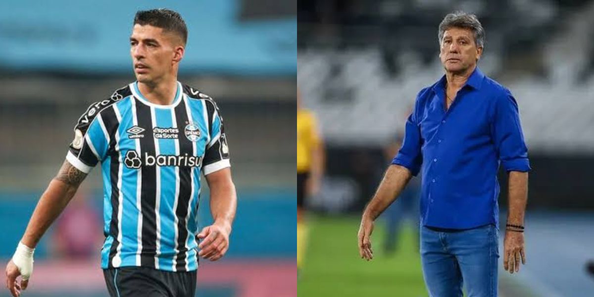 Suárez e o treinador Renato Gaúcho, do Grêmio (Foto - Montagem TV Foco)