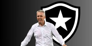 Tiago Nunes e escudo do Botafogo (Foto - Montagem TV Foco)