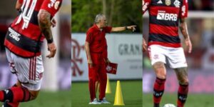 Tite, Arrascaeta e Pulgar no Flamengo (Reprodução - Internet)