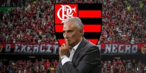 Tite e escudo do Flamengo (Foto - Montagem TV Foco)