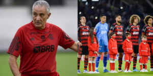 Tite e jogadores do Flamengo (Foto: Reprodução, Globo Esporte, Montagem, TV Foco)