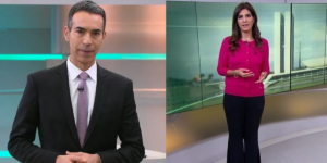 Tralli e Andréia Sadi no Jornal Hoje (Foto: Reprodução, Globo)