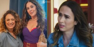 Agatha, Emmy e Anely em Terra e Paixão (Foto: Reprodução / Globo / Montagem TV Foco)