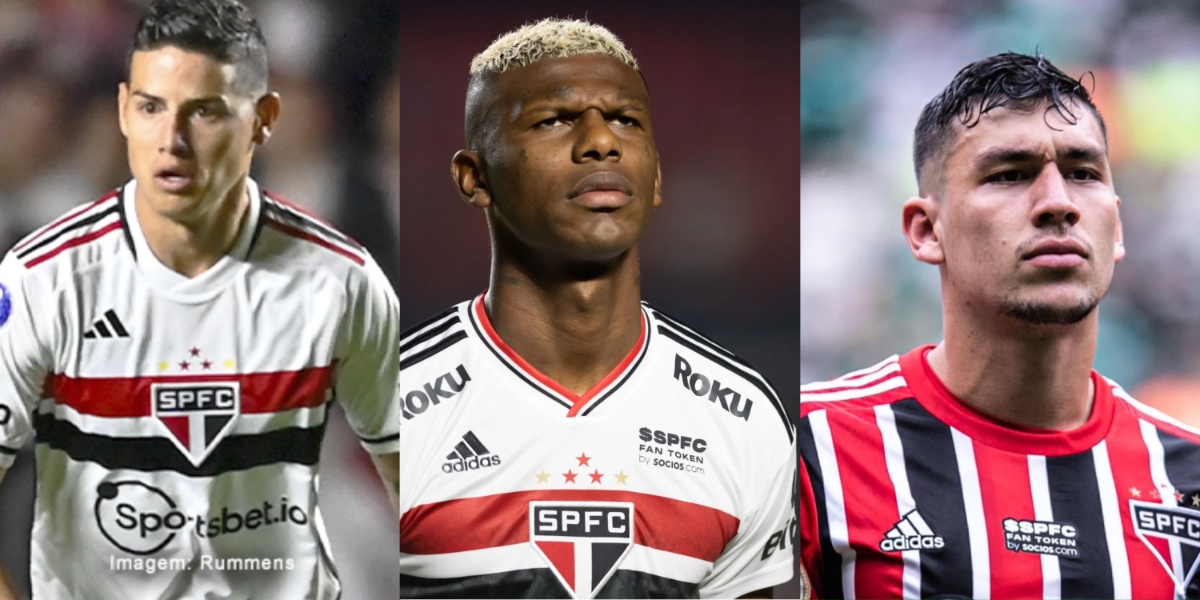 James Rodríguez, Arboleda e Ferraresi são jogadores do São Paulo - (Foto: Reprodução / Internet)