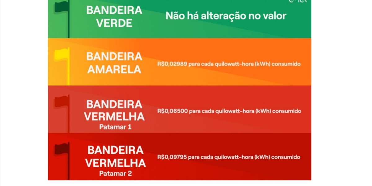 Cores das bandeiras na conta de luz (Foto: Reprodução/Enel)