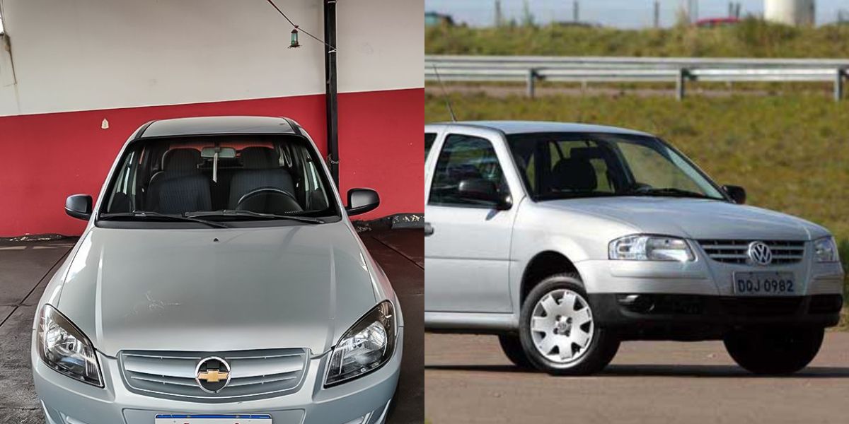 Chevrolet Celta e Volkswagen Gol abrem a lista do top 5  (Reprodução: Montagem TV Foco)