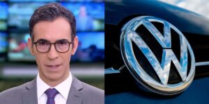 César Tralli deu notícia sobre a Volkswagen (Foto: Montagem TV Foco)