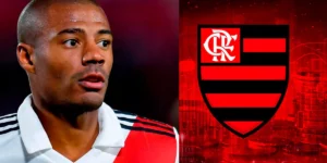 De La Cruz e escudo do Flamengo- Foto: Montagem