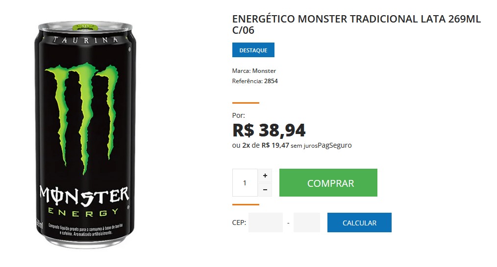 Monster Energy segue sendo comercializado (Foto: Reprodução / Internet)