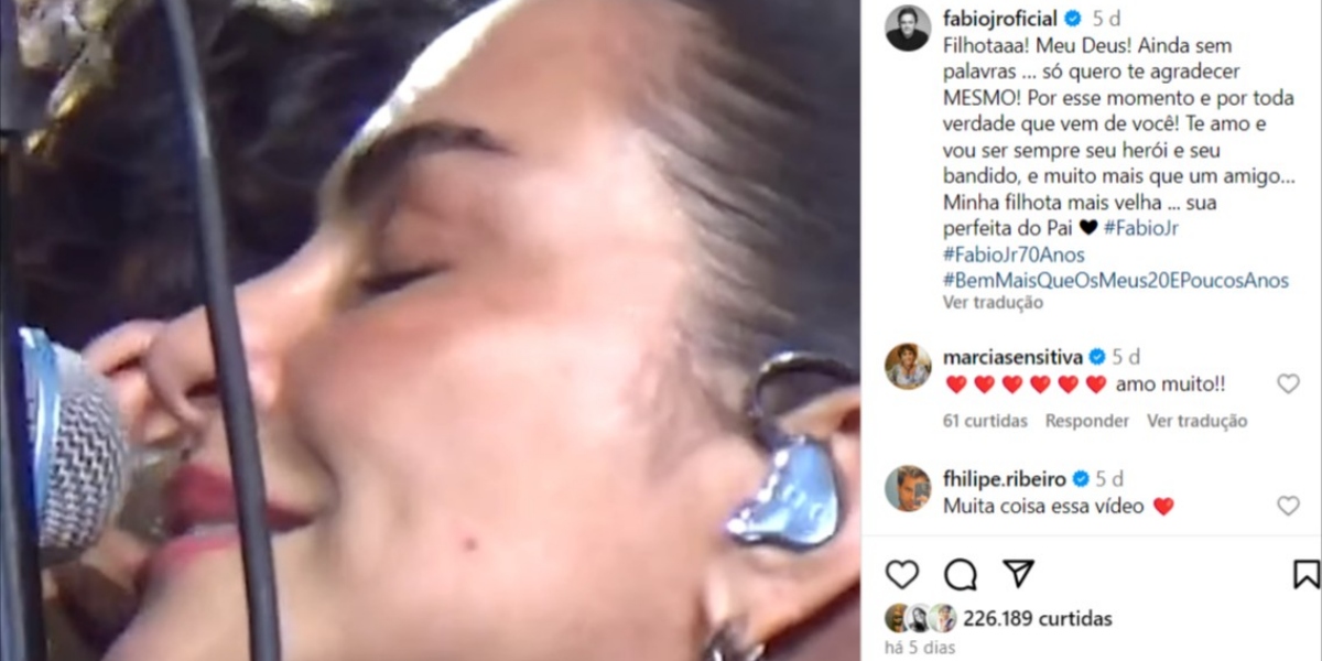 Cleo chorou ao lado do pai, Fábio Jr. (Foto: Reprodução/Instagram)