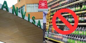 Fachada da Anvisa e marca de bebidas em mercado (Foto: Reprodução / Internet)