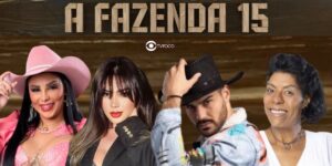 Jenny, Nadja, Shayan e Márcia Fu estão na roça de A Fazenda 15 (Foto: Reprodução / Record TV / Montagem TV Foco)