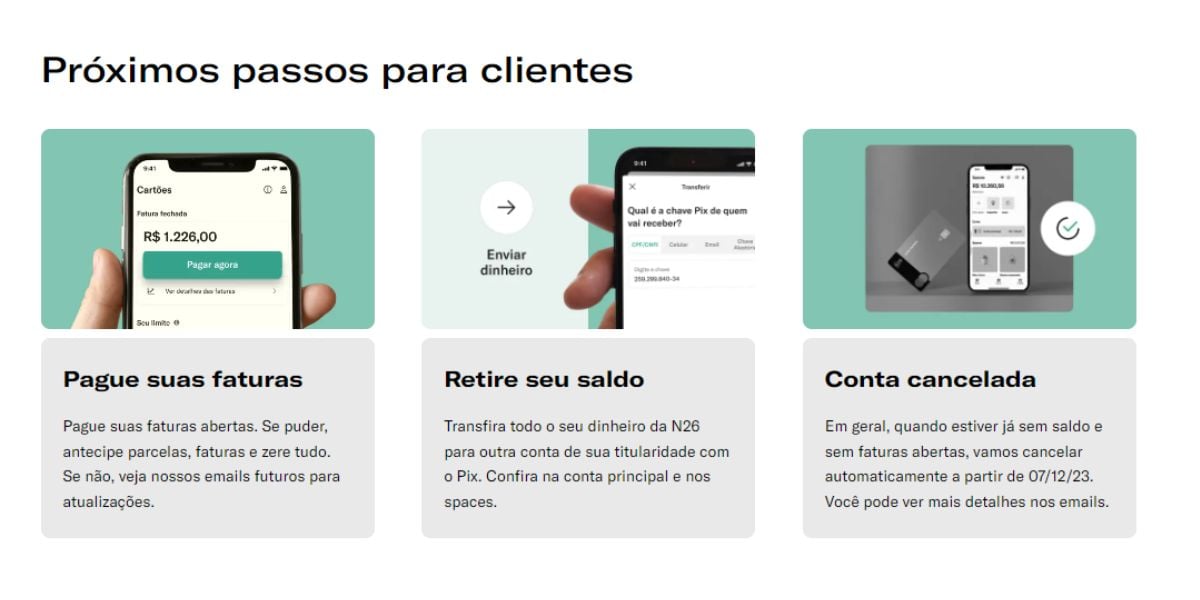 Anúncio do N26 sobre o que seus clientes precisam fazer (Reprodução: Internet)