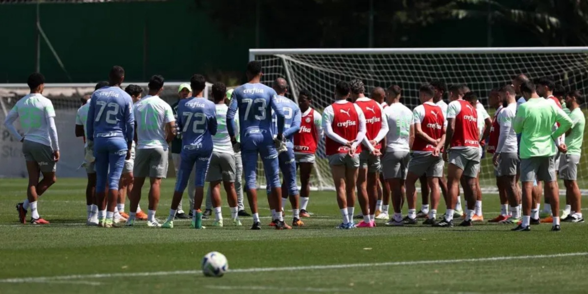 Palmeiras em treinamento na véspera do jogo contra o Flamengo - (Foto: Reprodução / Internet)