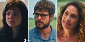 Petra, Hélio e Agatha em Terra e Paixão (Foto: Reprodução / Globo / Montagem TV Foco)