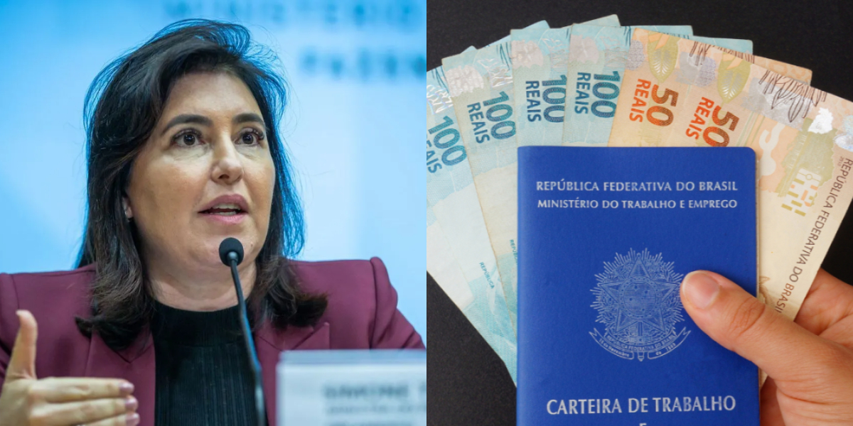 Ministra do Planejamento e Orçamento nomeada por Lula, Simone Tebet (MDB), anuncia novo salário mínimo de 2024 (Foto Reprodução/Montagem/Tv Foco)