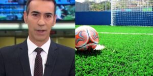 Tralli confirmou escândalo urgente no mundo do futebol em telejornal da Globo (Foto: Montagem)