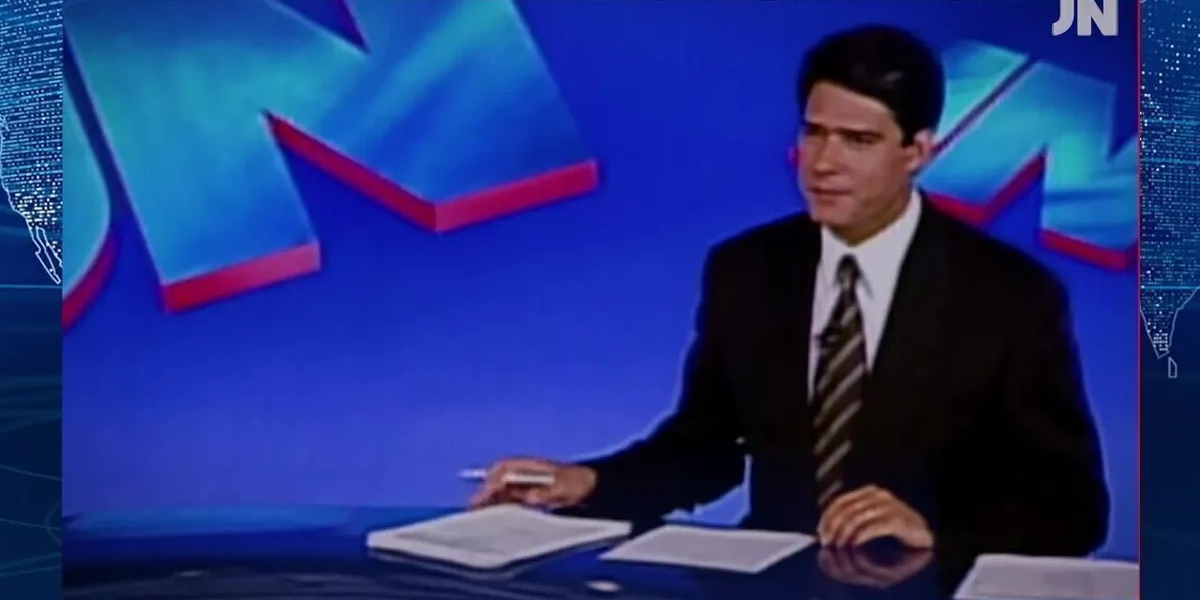 William Bonner no ano em que estreou no "Jornal Nacional", 1996 (Foto: Reprodução/TV Globo)