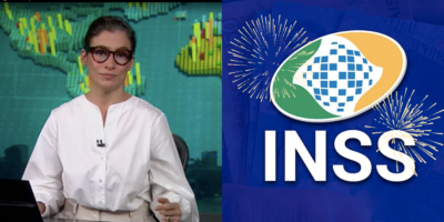 Renata Vasconcellos anuncia vitória do INSS no JN (Reprodução/Montagem TV Foco)