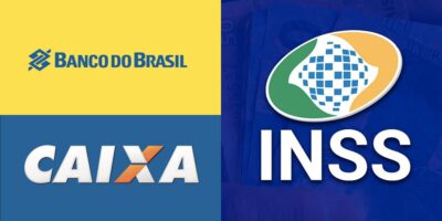 Logo da Caixa, Banco do Brasil e INSS (Reprodução/Montagem TV Foco)