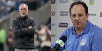 Mano Menezes, técnico do Corinthians e Rogério Ceni, técnico do Bahia (Reprodução/Montagem TV Foco)