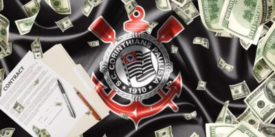 Bandeira do Corinthians e contrato assinado - Foto Reprodução Internet