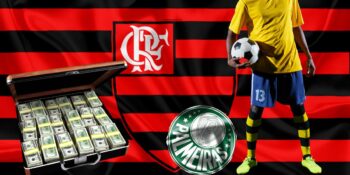 Bandeira do Flamengo, do Palmeiras e dinheiro por jogador - Foto Reprodução Internet