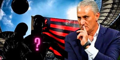 Tite, técnico do Flamengo e bandeira do time carioca (Foto Reprodução/Montagem/Tv Foco)